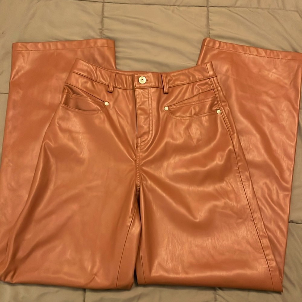 Zara vegan leather wide leg pants 4 - Picture 4 of 9